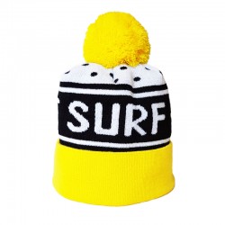 POM BEANIE LET IT SURF YELLOW